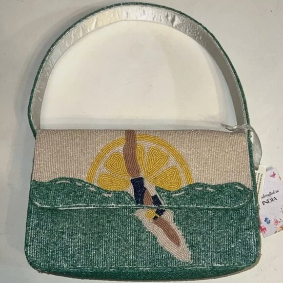 Handcrafted in India Beaded Diver Swim Sun Shoulder Bag NWT Tik Tok Viral - Picture 5 of 6